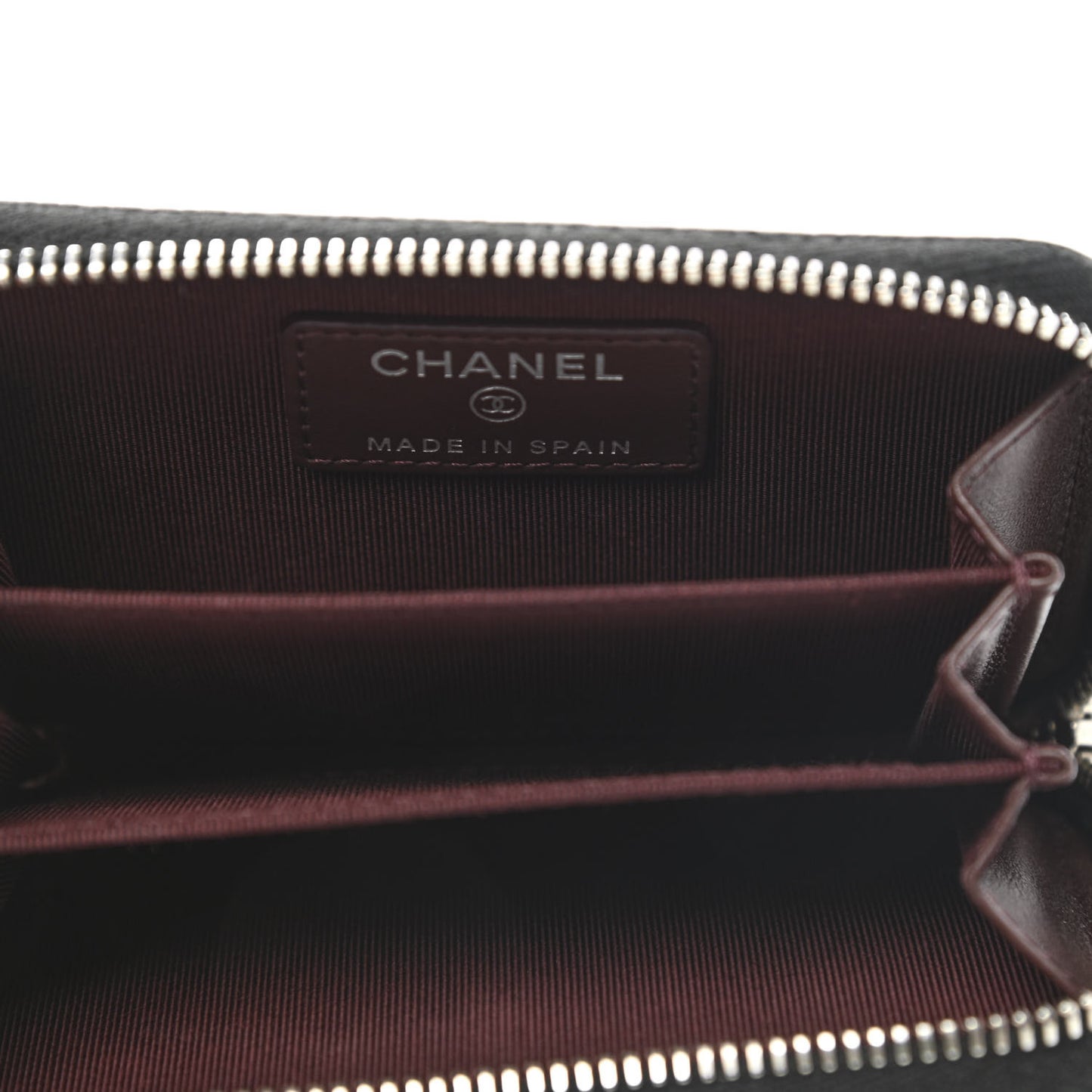 Caviar Quilted Zip Coin Purse Black