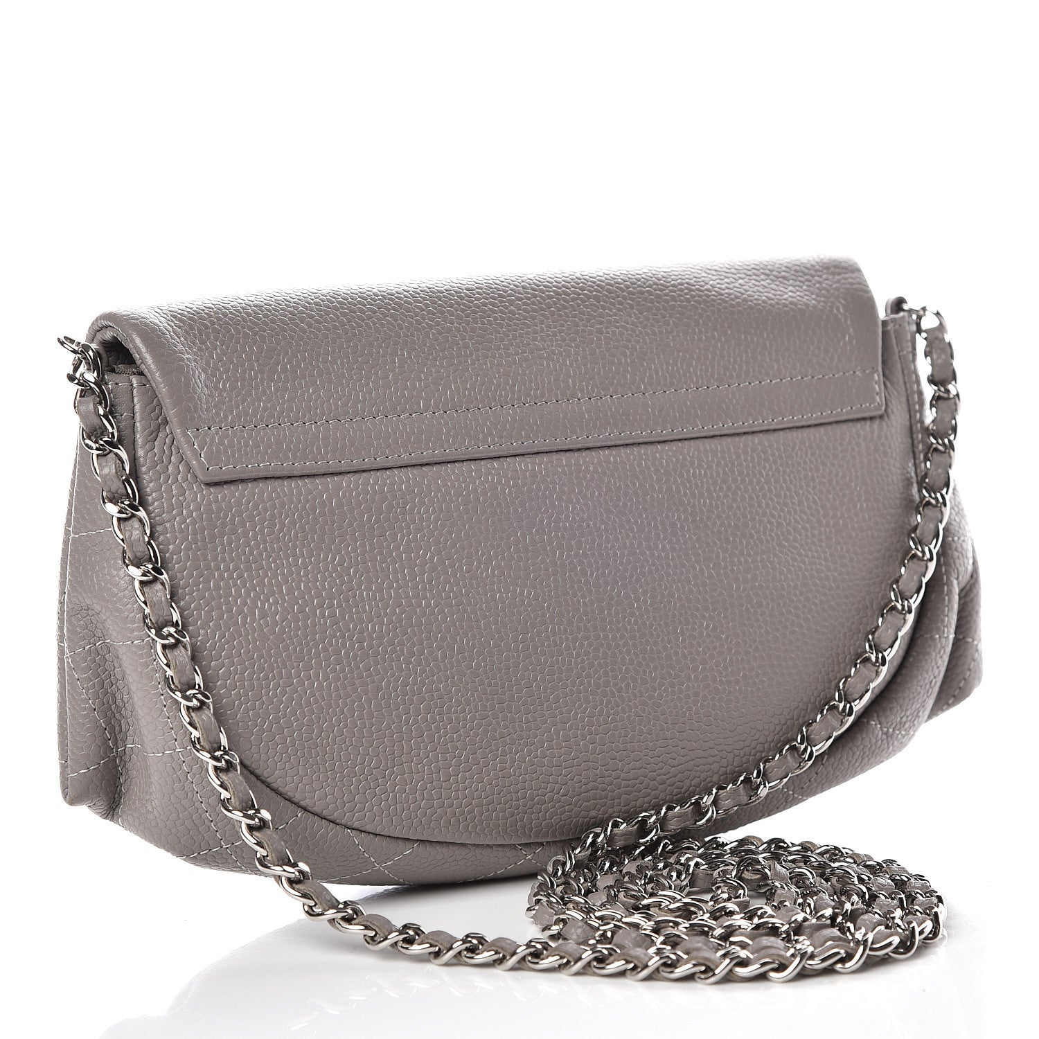Chanel Caviar Half Moon Wallet On Chain WOC Light Grey 3 of 11