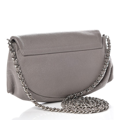Chanel Caviar Half Moon Wallet On Chain WOC Light Grey 3 of 11