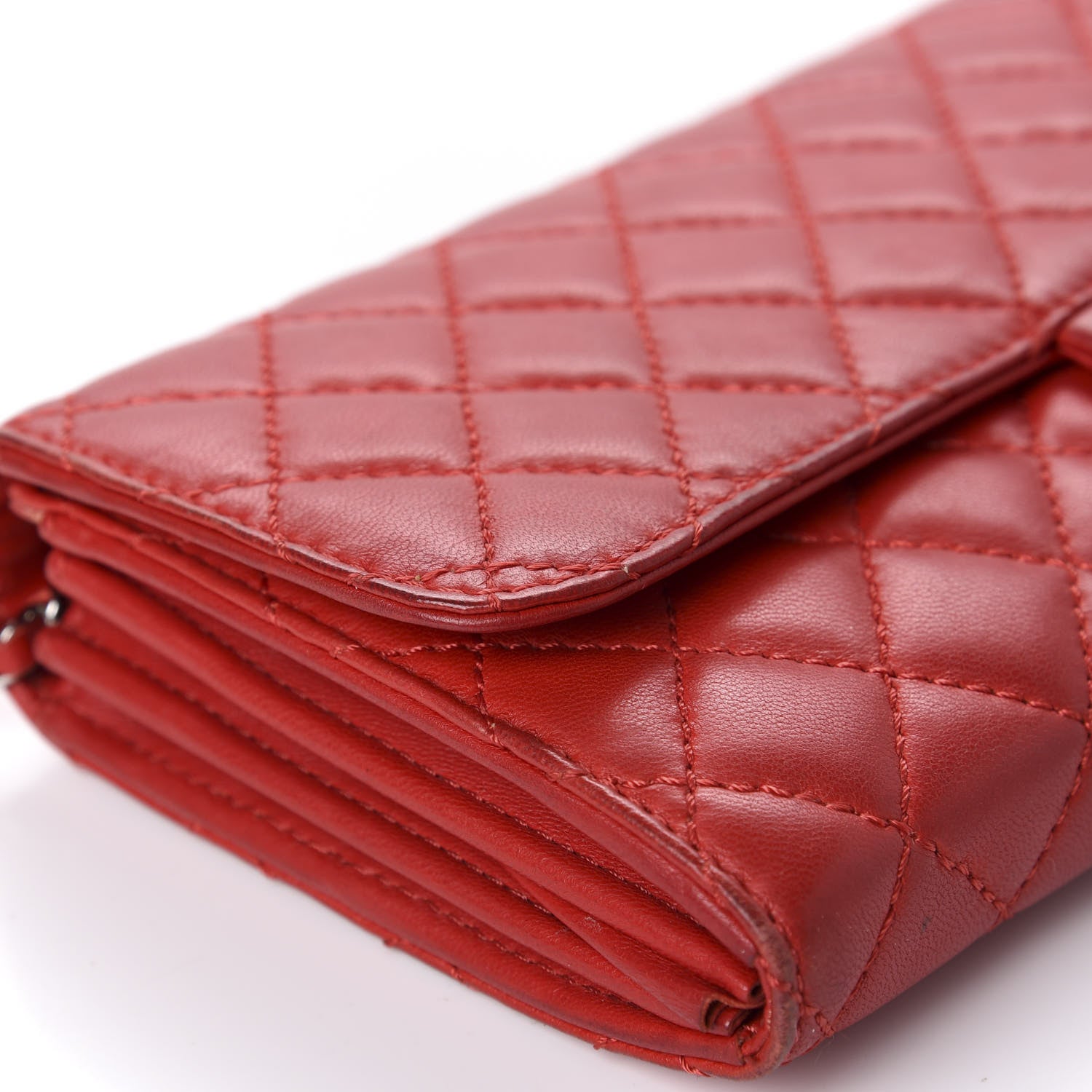 Chanel Lambskin Quilted Chain Clutch Flap Red 8 of 17