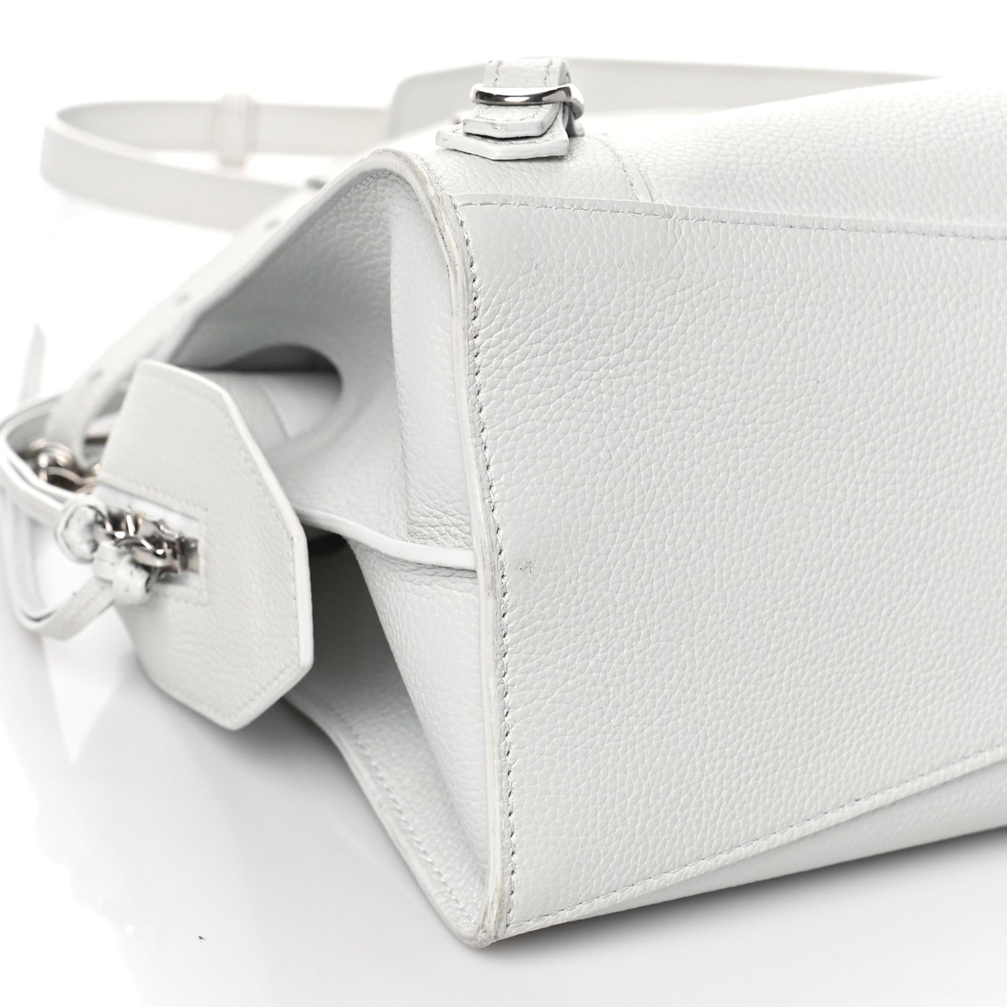 Grained Calfskin Neo Classic Silver Hardware S City White