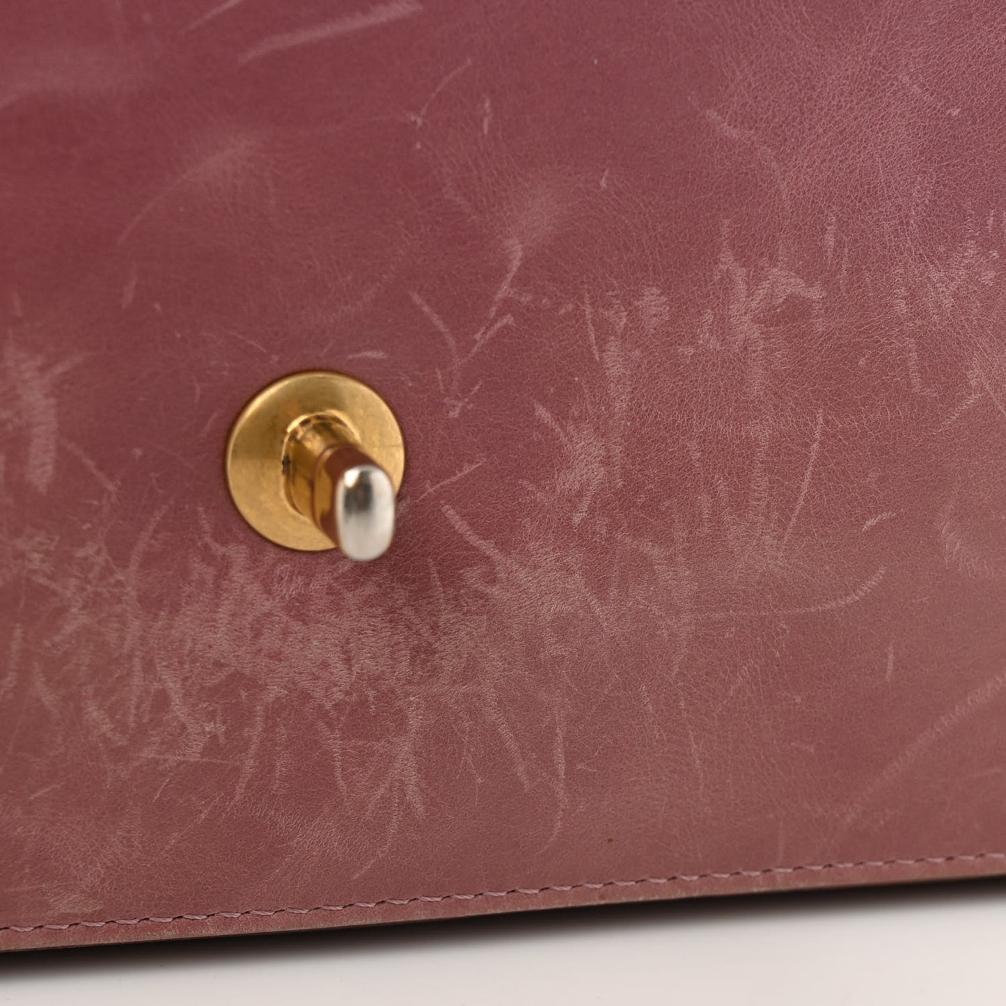 Calfskin Quilted Straight Lined Flap Purple
