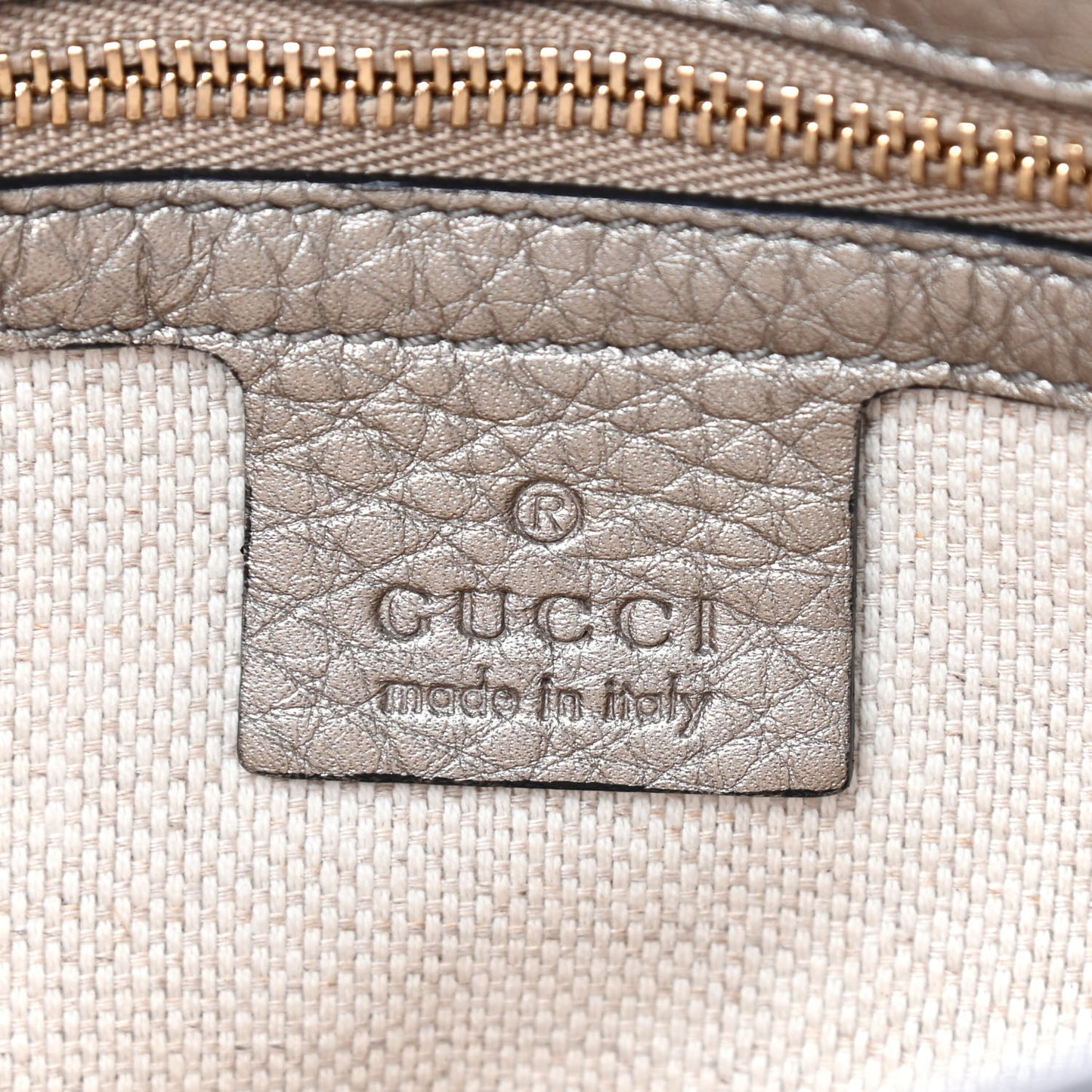 Metallic Pebbled Calfskin Medium Soho Flap Crossbody Golden Beige