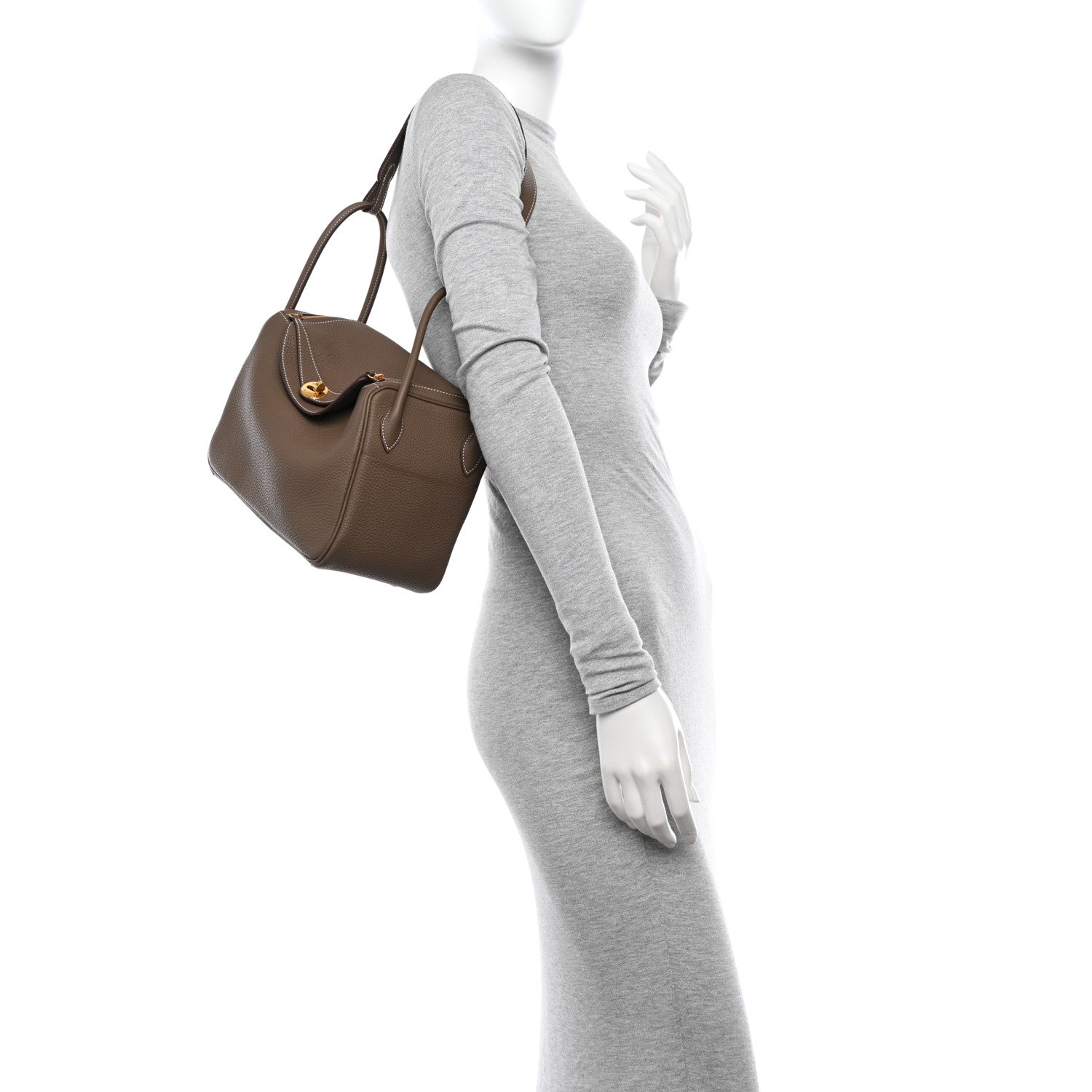 Hermes Taurillon Clemence Lindy 26 Etoupe 3 of 11