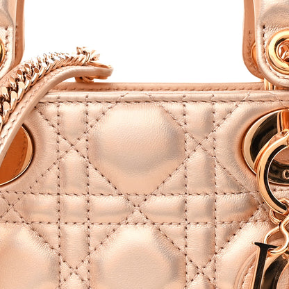 Christian Dior Metallic Lambskin Cannage Mini Lady Dior Gold Rose 8 of 10