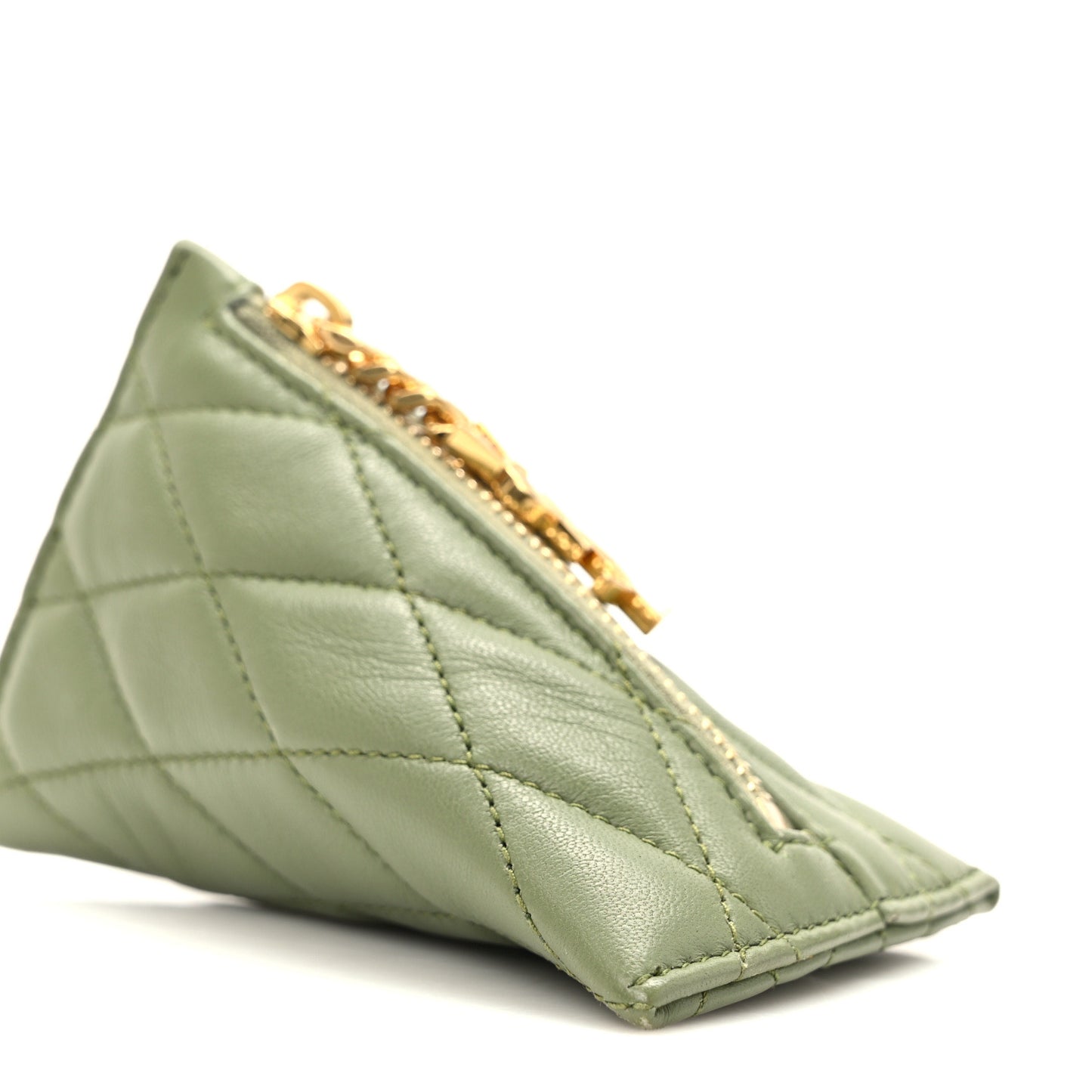 Quilted Lambskin Berlingo Bag Charm Pistache