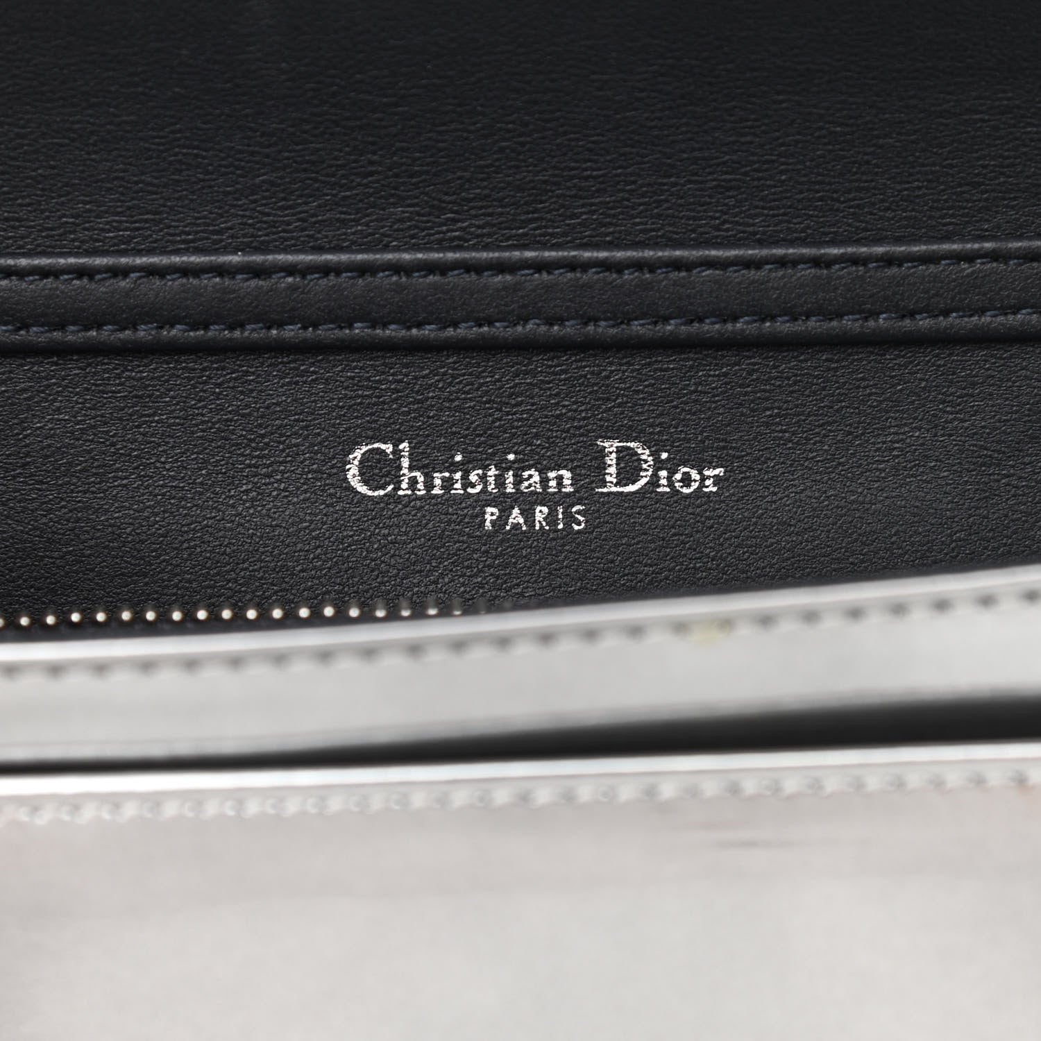 Christian Dior Metallic Patent Micro-Cannage Diorama Wallet on Chain Pouch Silver 6 of 10