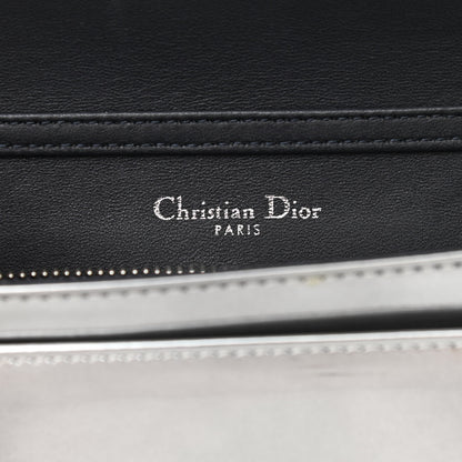 Christian Dior Metallic Patent Micro-Cannage Diorama Wallet on Chain Pouch Silver 6 of 10