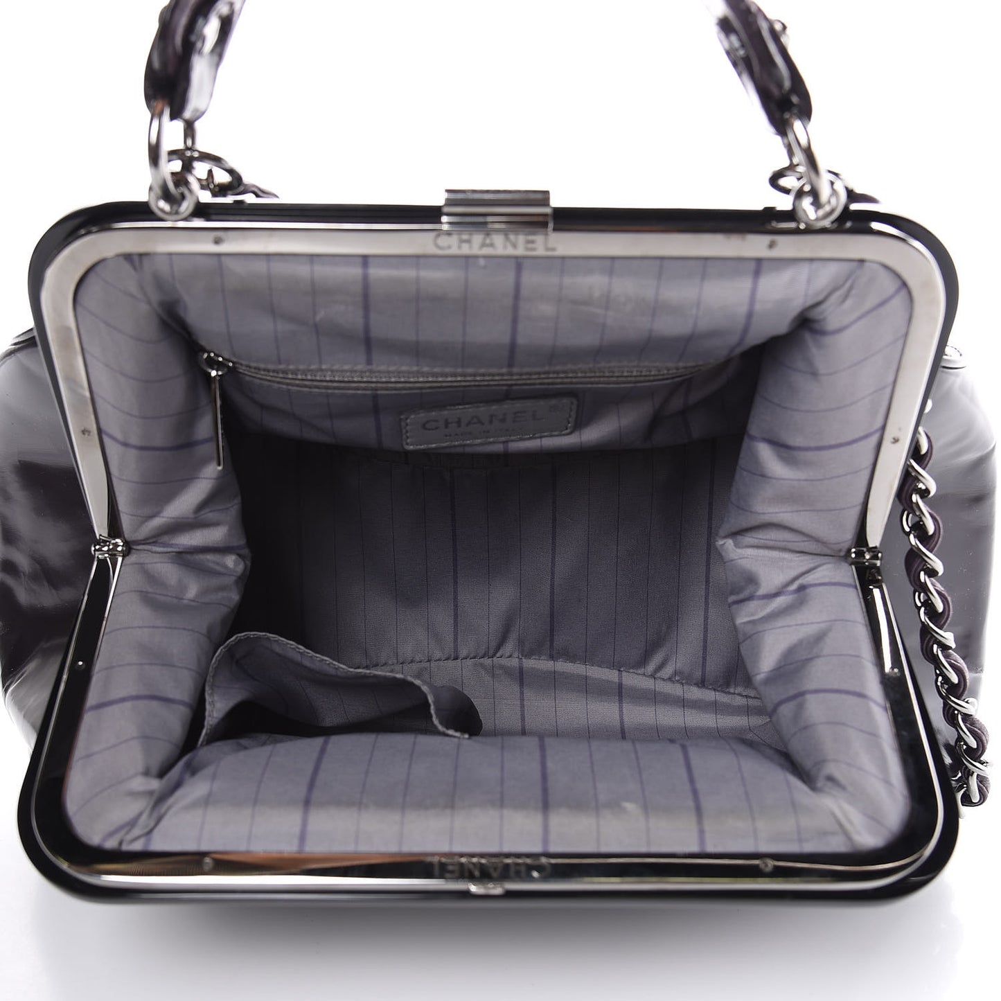 Glazed Calfskin Quilted Small Mademoiselle Frame Bag Purple