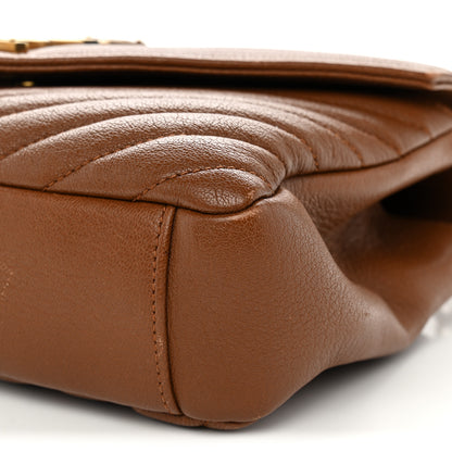 Saint Laurent Sheepskin Matelasse Chevron Monogram Medium College Bag Cognac 10 of 13