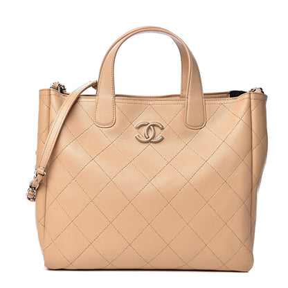Chanel Caviar Stitched Small Shopping Tote Beige 1 of 12