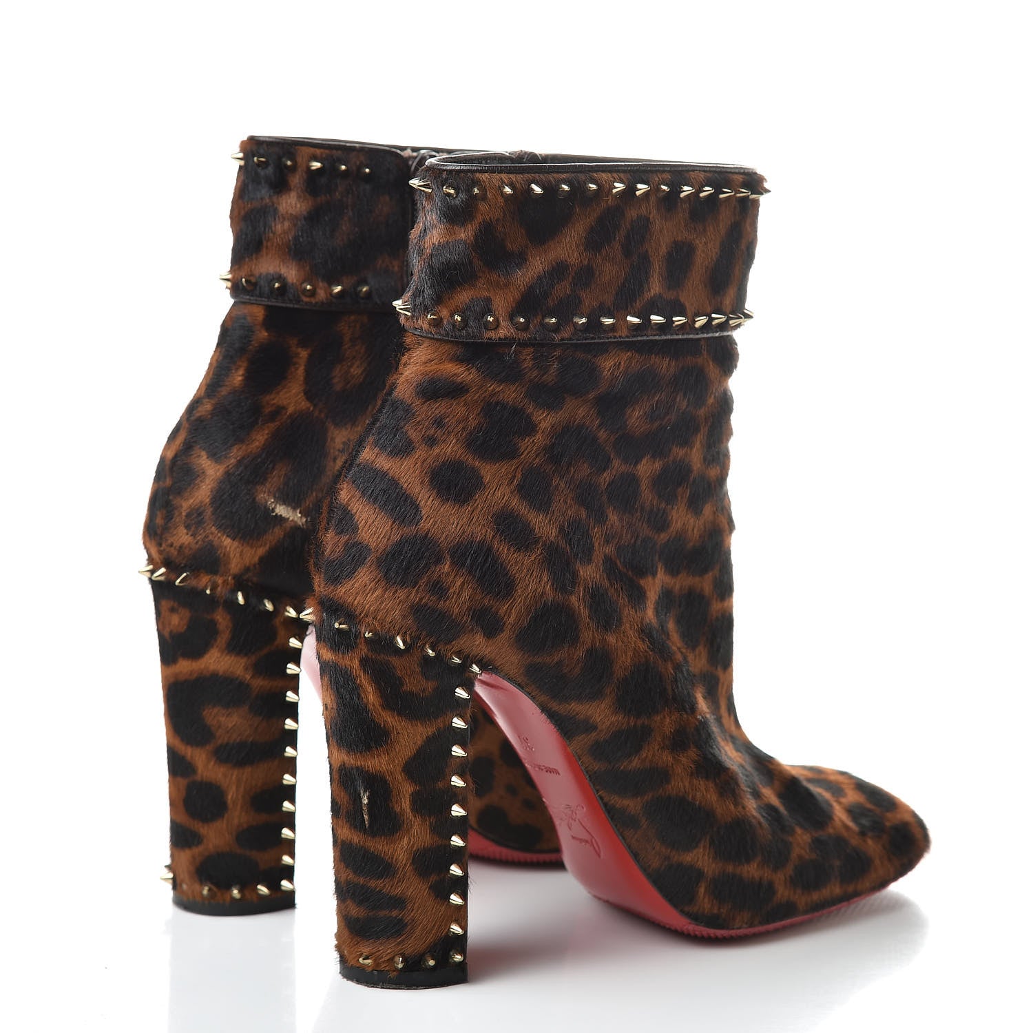 Christian Louboutin Pony Dark Leopard Cadra Spiked 100 Booties 37 Brown 4 of 13