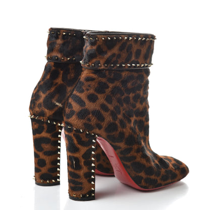 Christian Louboutin Pony Dark Leopard Cadra Spiked 100 Booties 37 Brown 4 of 13