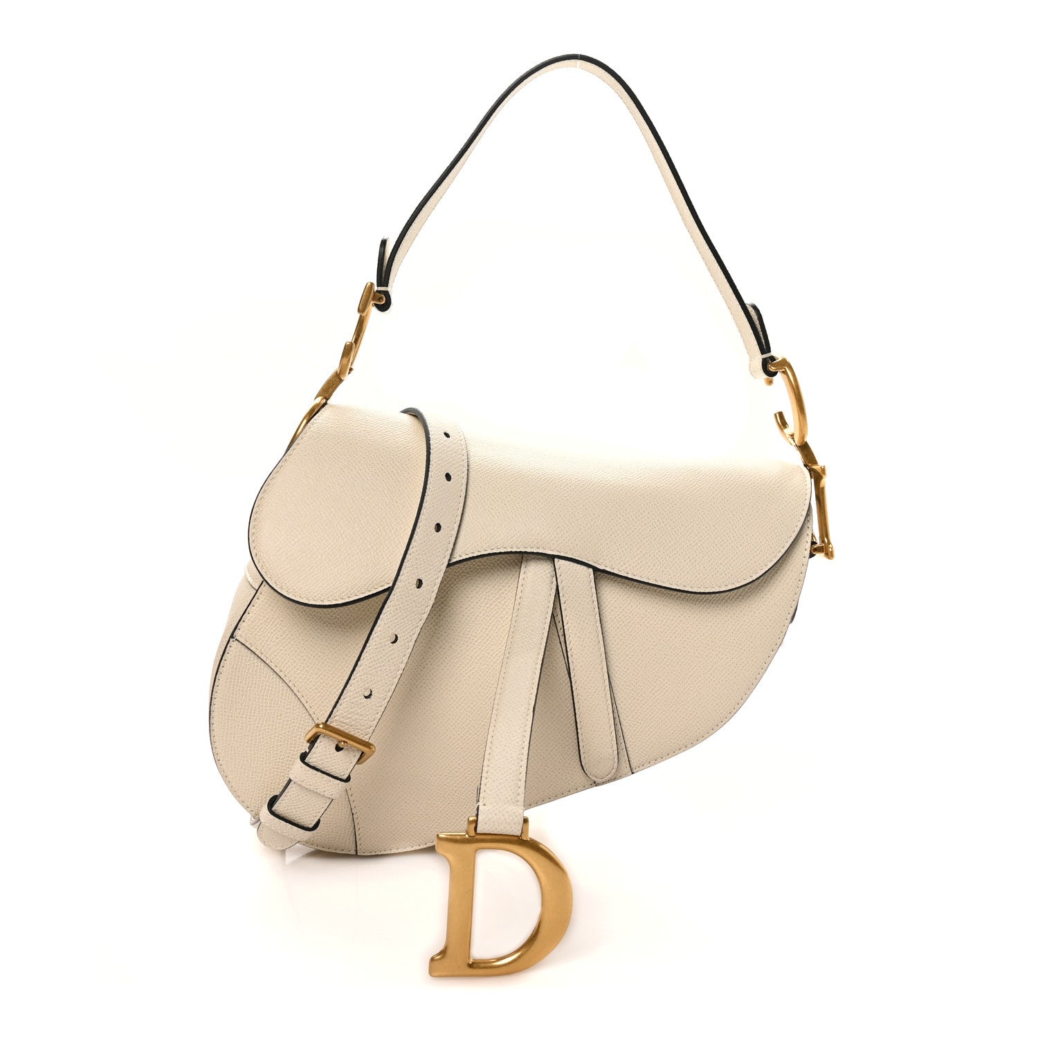 Christian Dior Grained Calfskin Saddle Bag With Strap Latte 1 of 11