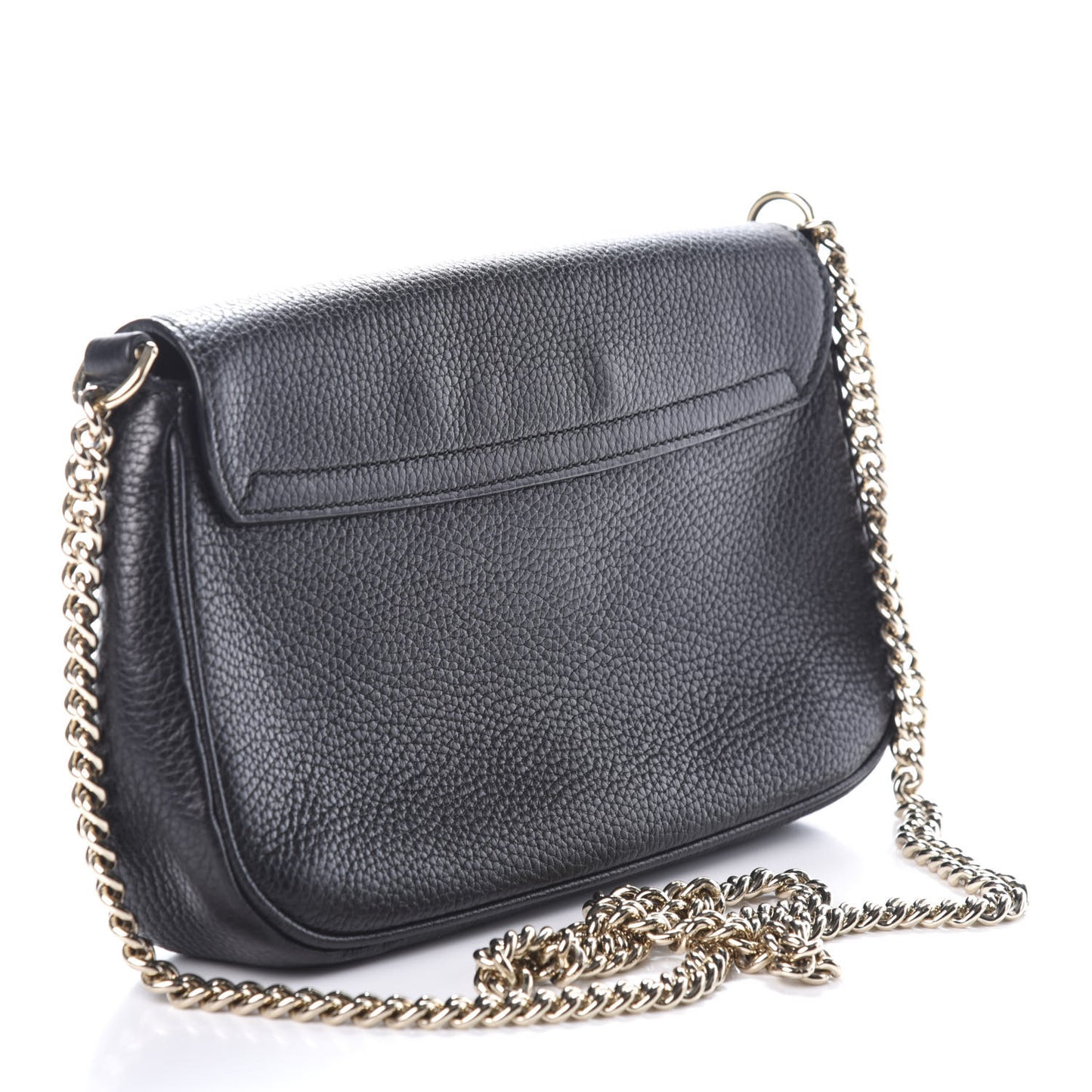 Pebbled Calfskin Medium Soho Flap Crossbody Black