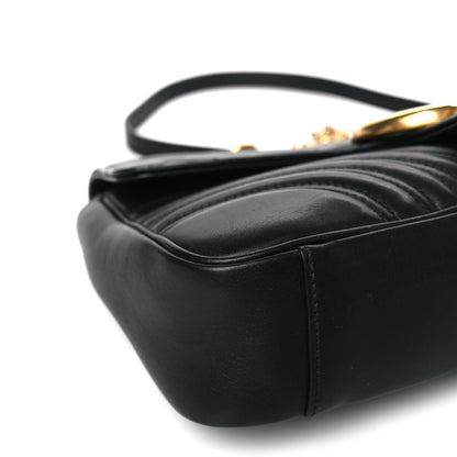 Gucci Calfskin Matelasse Medium GG Marmont Shoulder Bag Black 8 of 9