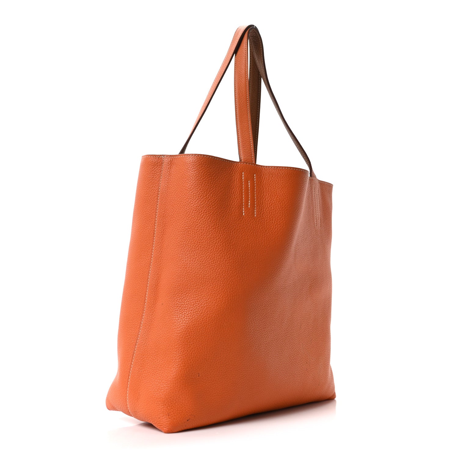 Hermes Taurillon Clemence Double Sens Reversible Tote Orange Gold 11 of 15