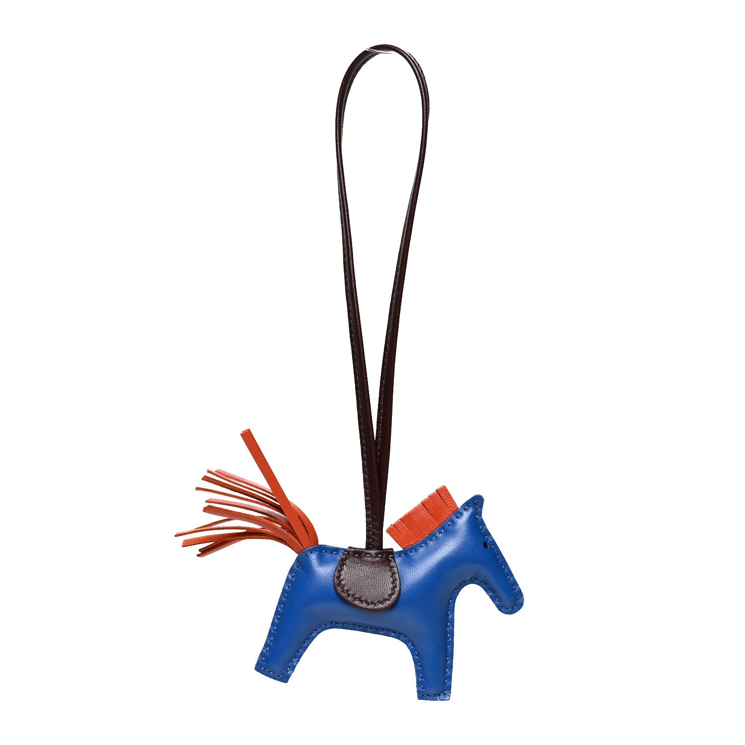 Hermes Milo Lambskin Grigri Rodeo Horse Bag Charm PM Bleu France Cornaline Rouge Sellier 1 of 4