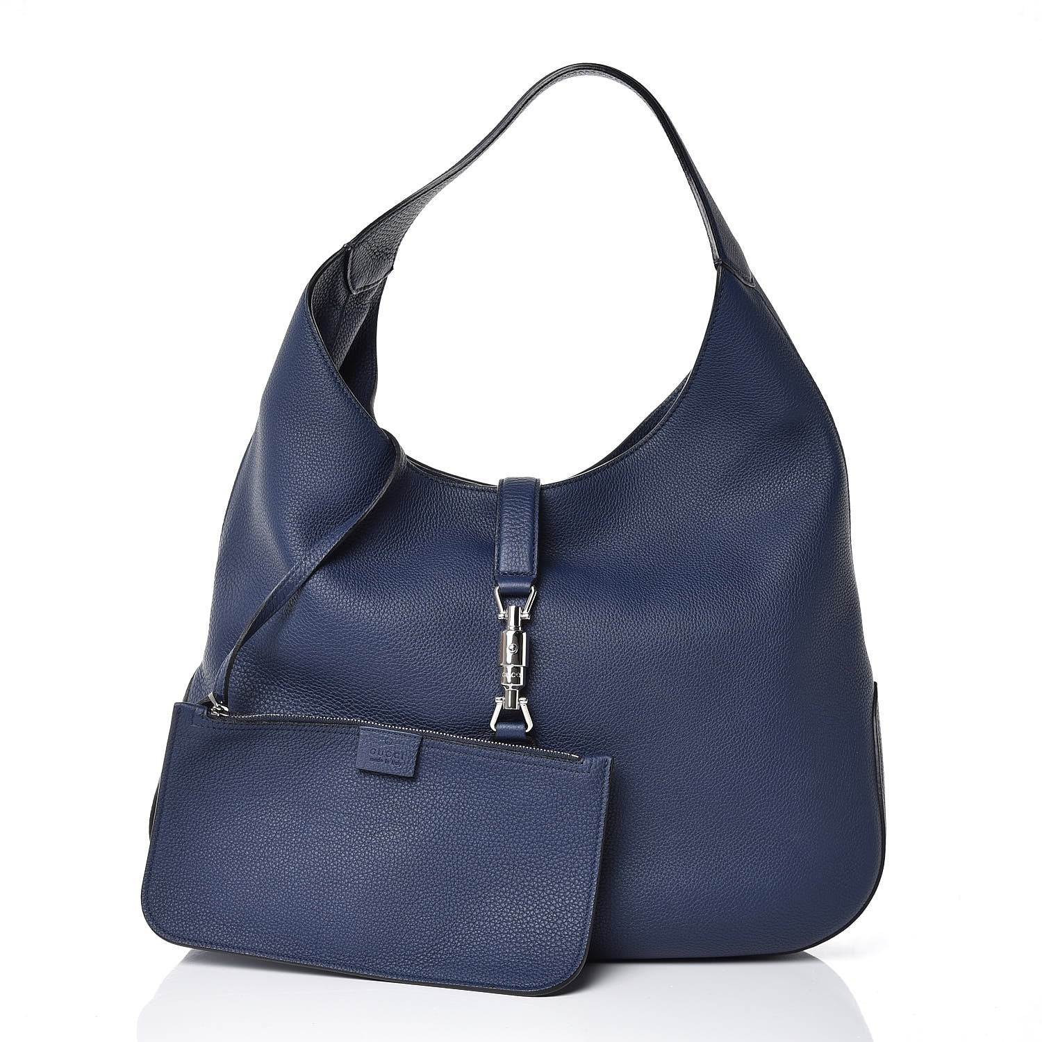 Gucci Soft Grained Calfskin Large Jackie Hobo Classic Blue Marine 3 of 8