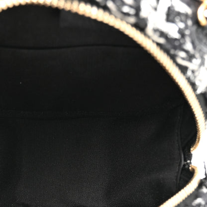 Chanel Tweed Quilted 19 Round Clutch With Chain Black White 5 of 10