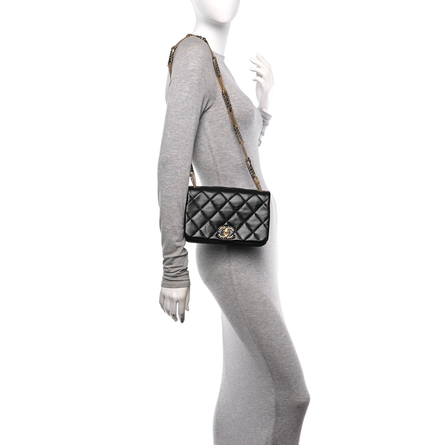 Chanel Lambskin Quilted On And On Small Chain Flap Black 2 of 15