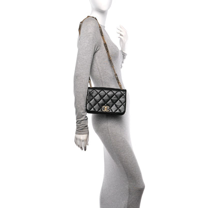 Chanel Lambskin Quilted On And On Small Chain Flap Black 2 of 15