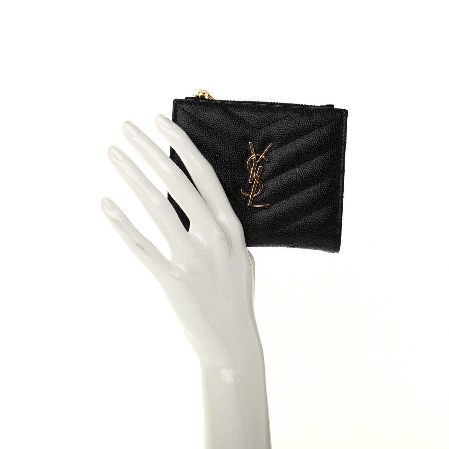 Grain De Poudre Matelasse Chevron Monogram Zipped Card Case Black