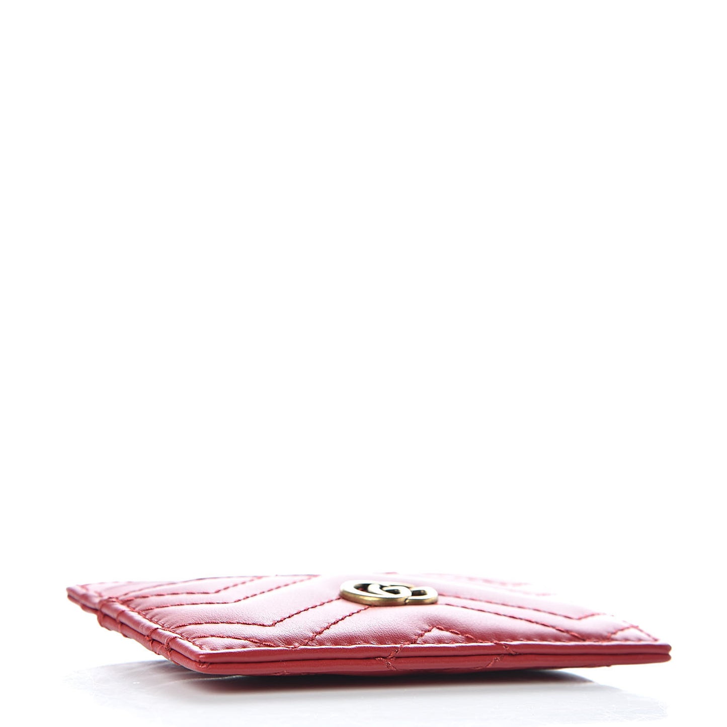 Calfskin Matelasse GG Marmont Card Holder Hibiscus Red