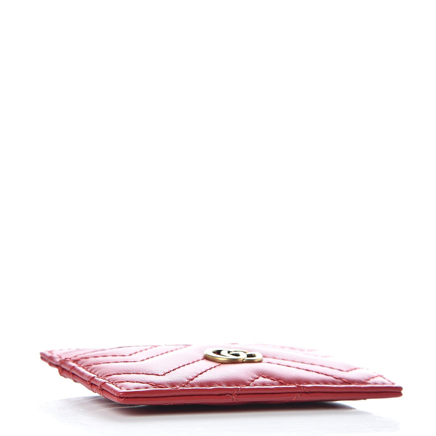 Gucci Calfskin Matelasse GG Marmont Card Holder Hibiscus Red 4 of 7