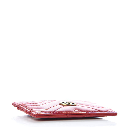 Gucci Calfskin Matelasse GG Marmont Card Holder Hibiscus Red 4 of 7