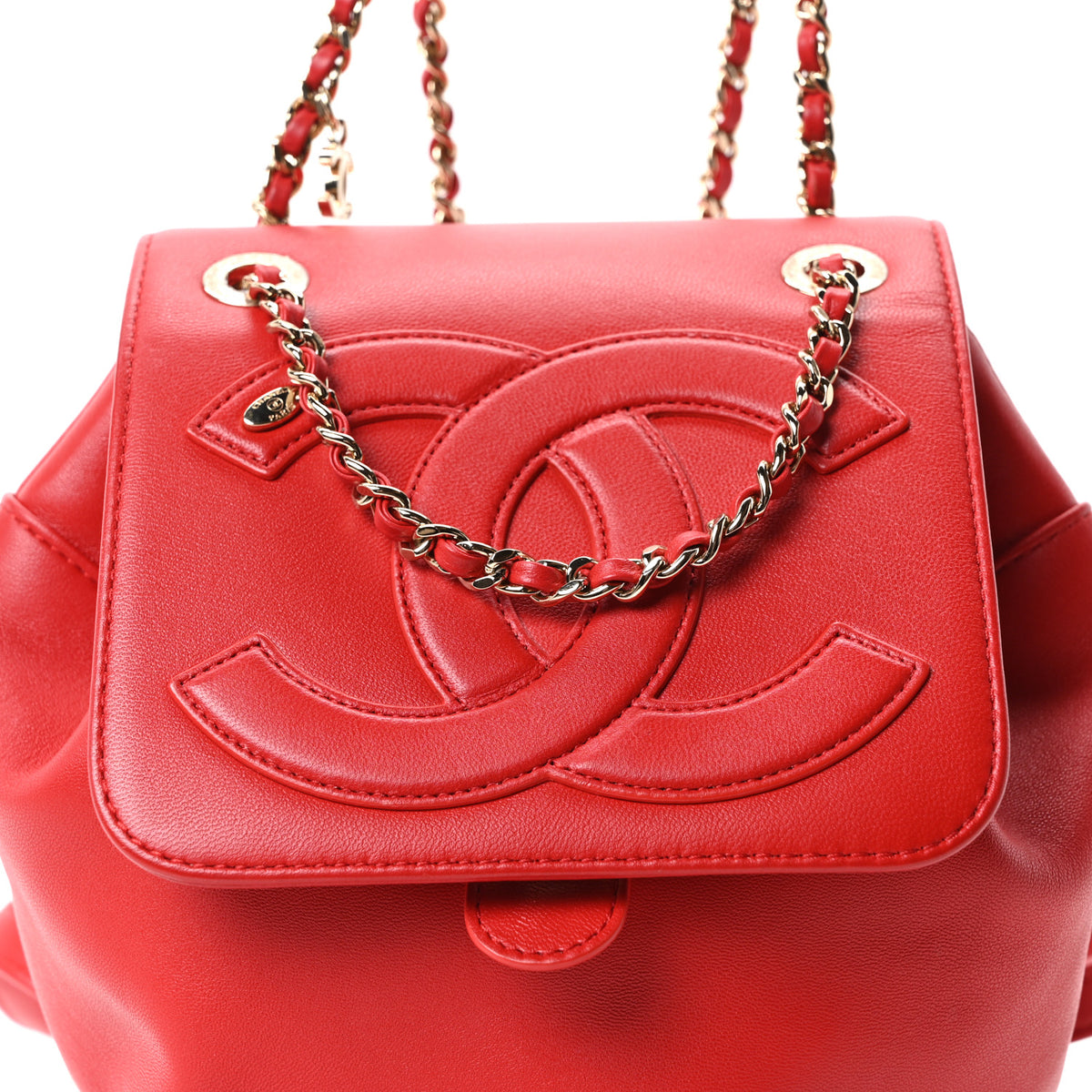 Chanel Lambskin CC Mania Backpack Red 7 of 9