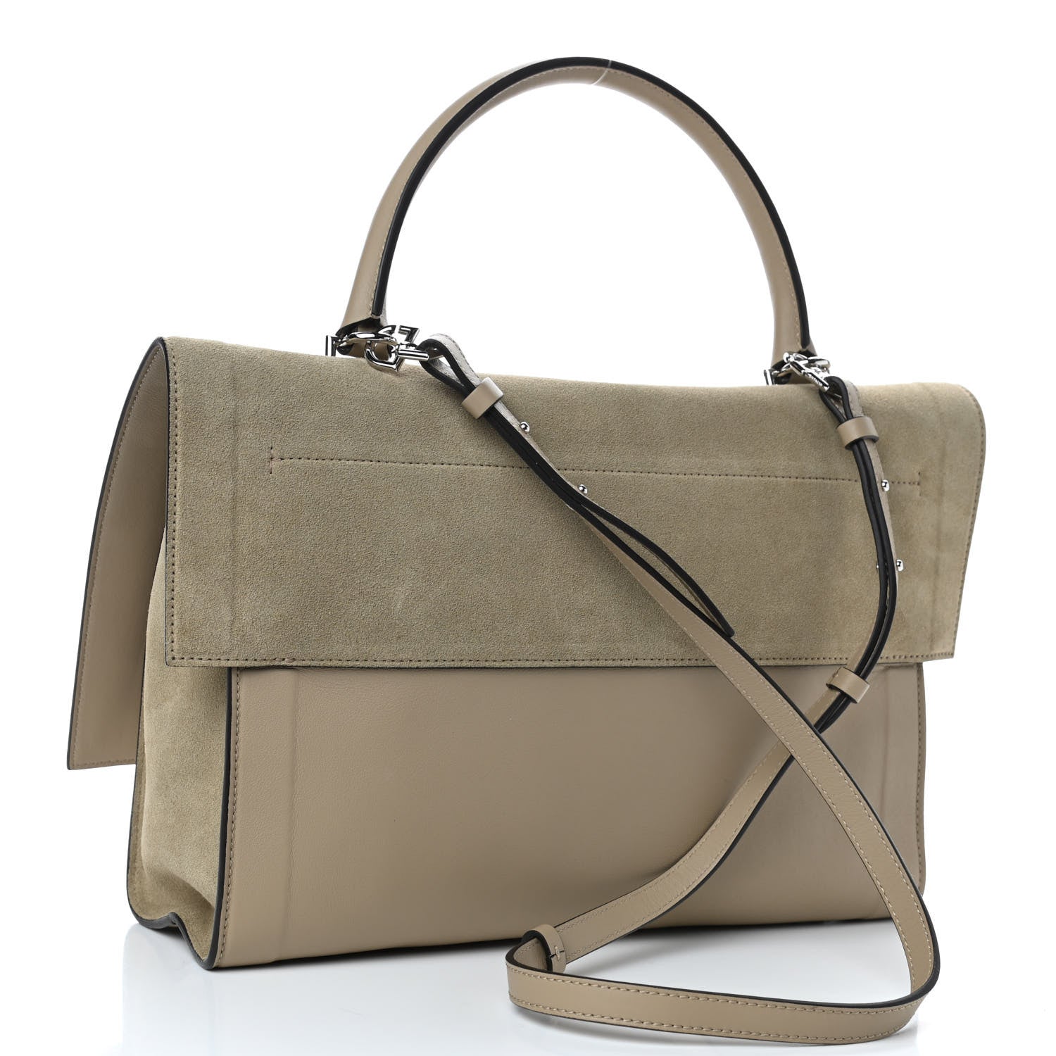 Givenchy Suede Calfskin Lambskin Medium Shark Lock Satchel Taupe 2 of 4