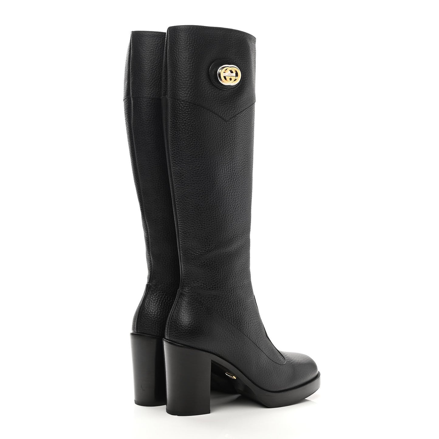 Austin Calfskin Interlocking G Knee High Boots 36 Black