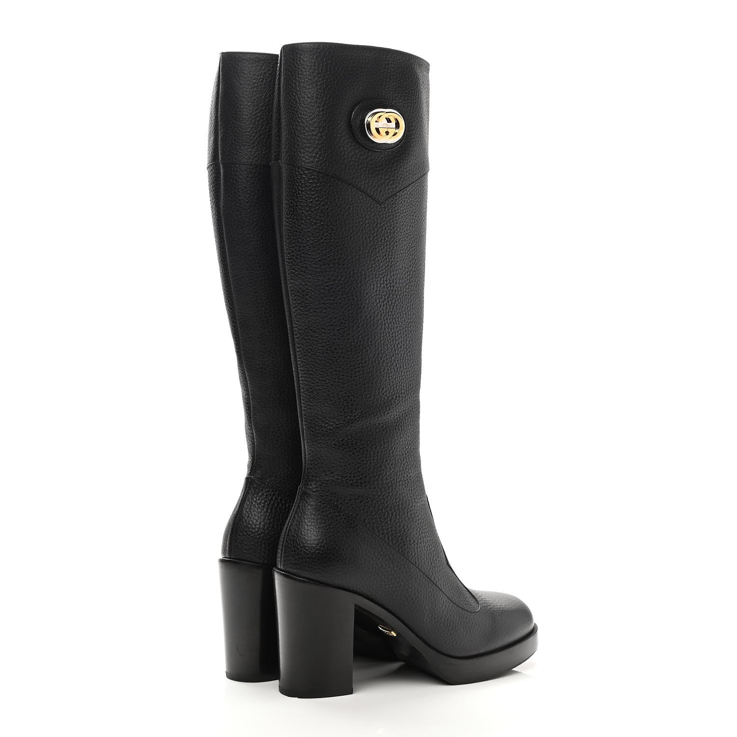 Gucci Austin Calfskin Interlocking G Knee High Boots 36 Black 4 of 8