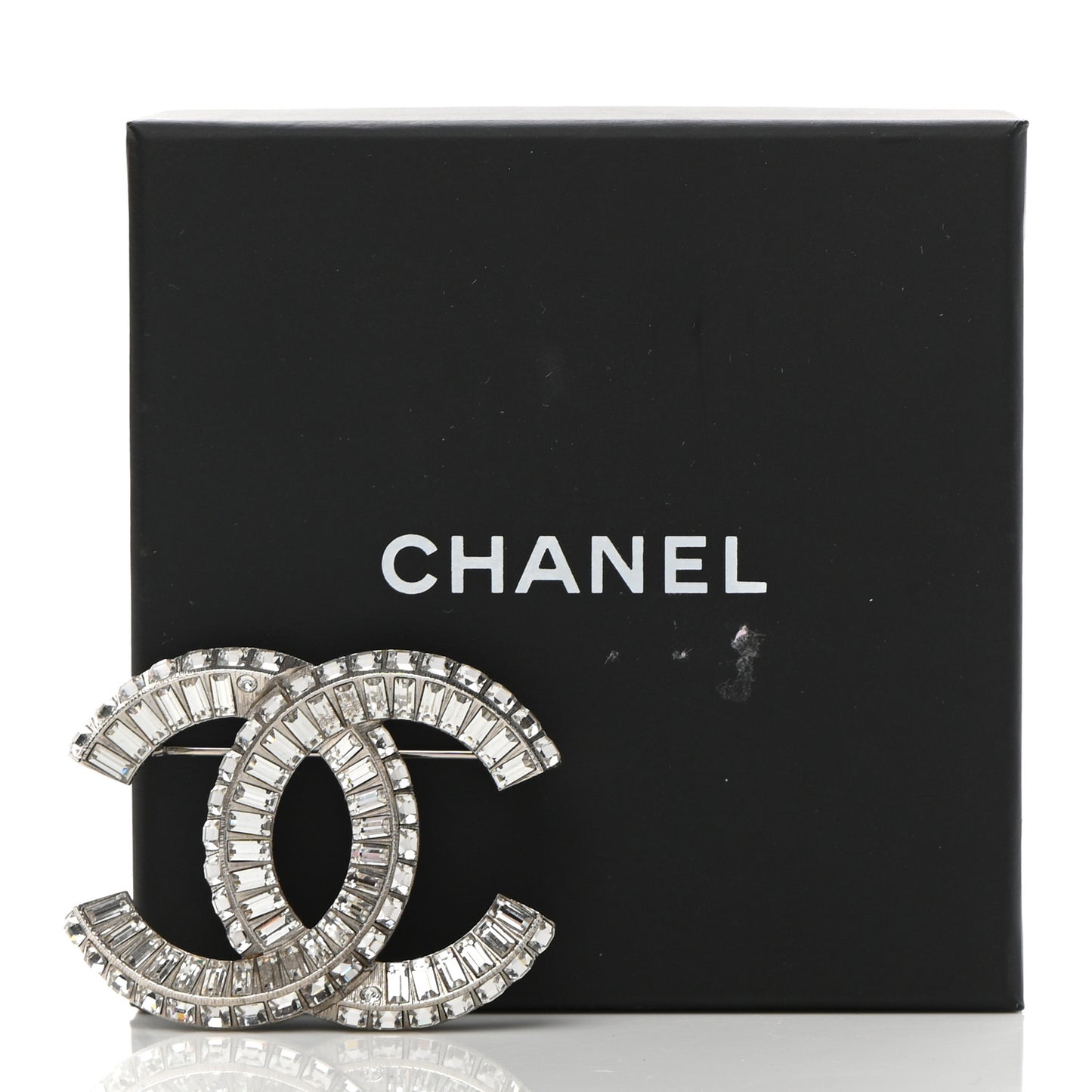 Baguette Crystal CC Brooch Silver
