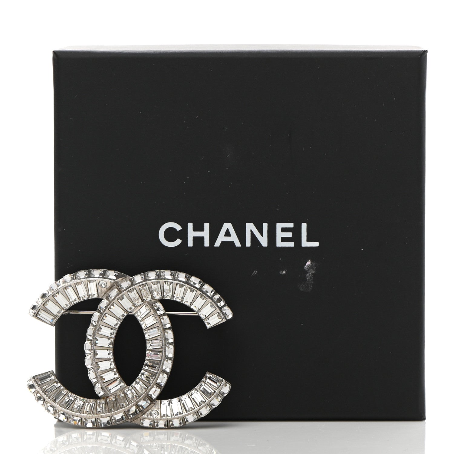 Chanel Baguette Crystal CC Brooch Silver 5 of 5
