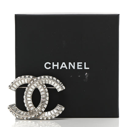 Chanel Baguette Crystal CC Brooch Silver 5 of 5
