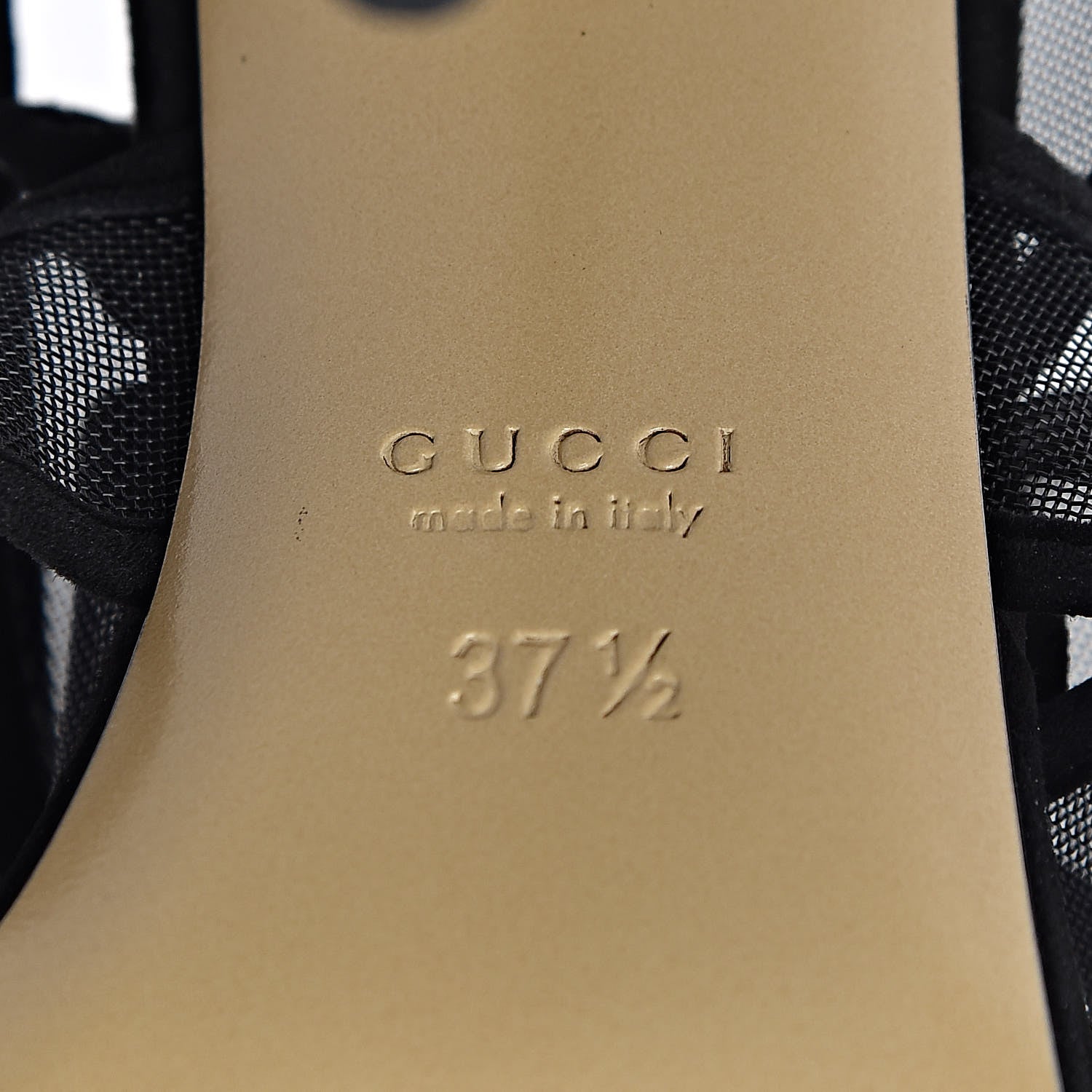 Gucci Kid Scamosciato Mesh Bette Sandals 37.5 Black 6 of 9