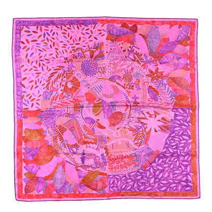 Hermes Silk Chacun Fait Son Nid Scarf 90 Cyclamen Violet Rouge 1 of 4