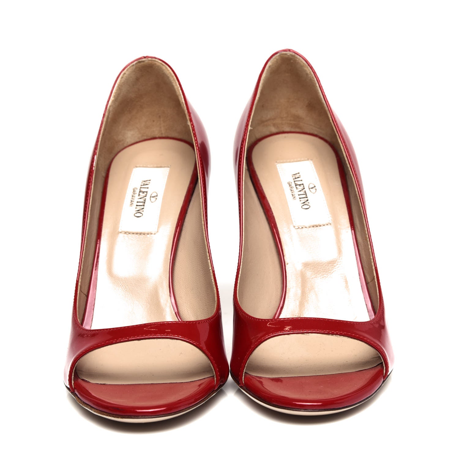 Valentino Garavani Patent Peep Toe Pumps 36 Red 5 of 11