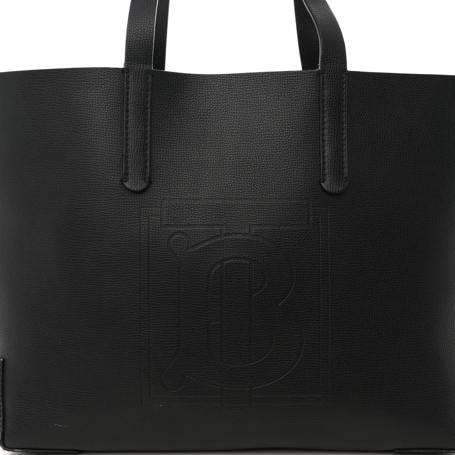 Burberry Calfskin TB Motif Embossed Medium Tote Black 7 of 11