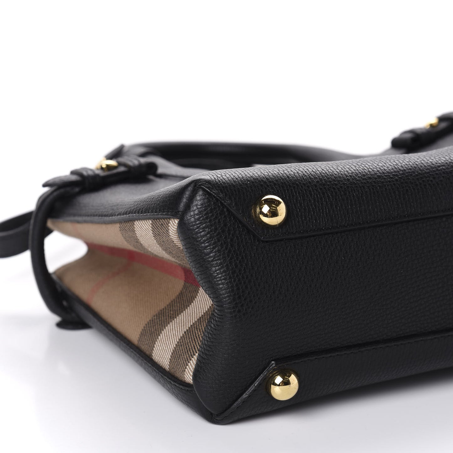 Grainy Calfskin House Check Small Banner Tote Black