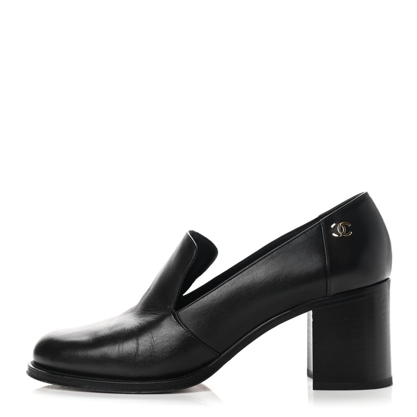 Glazed Calfskin CC Loafers 41 Black
