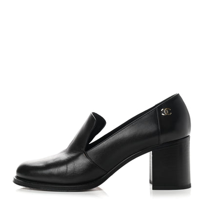 Chanel Glazed Calfskin CC Loafers 41 Black 1 of 8