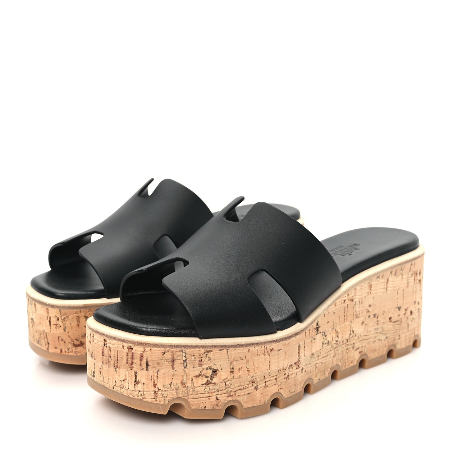 Calfskin Cork Eze 30 Sandals 35 Black