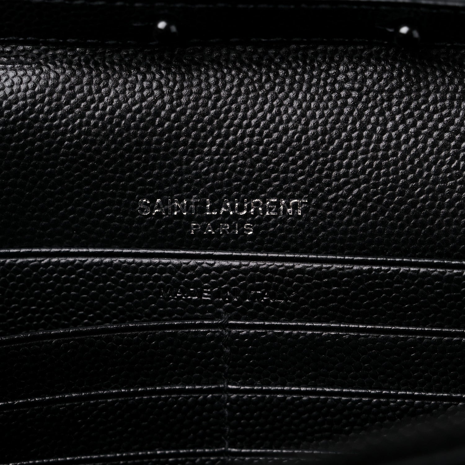 Saint Laurent Grain De Poudre Matelasse Chevron Monogram Monochrome Chain Wallet Black 6 of 9