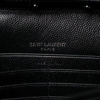 Saint Laurent Grain De Poudre Matelasse Chevron Monogram Monochrome Chain Wallet Black 6 of 9