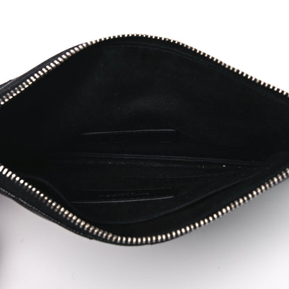 Saint Laurent Grain De Poudre Chevron Monogram Bill Pouch Black 5 of 10