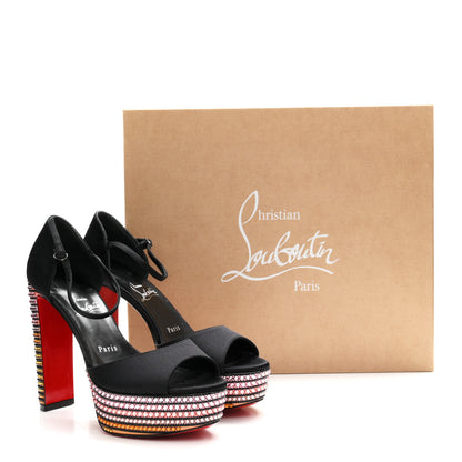 Christian Louboutin Satin Strass Sandaloo Aftersun 130 Sandals 38 Black Multicolor 9 of 9