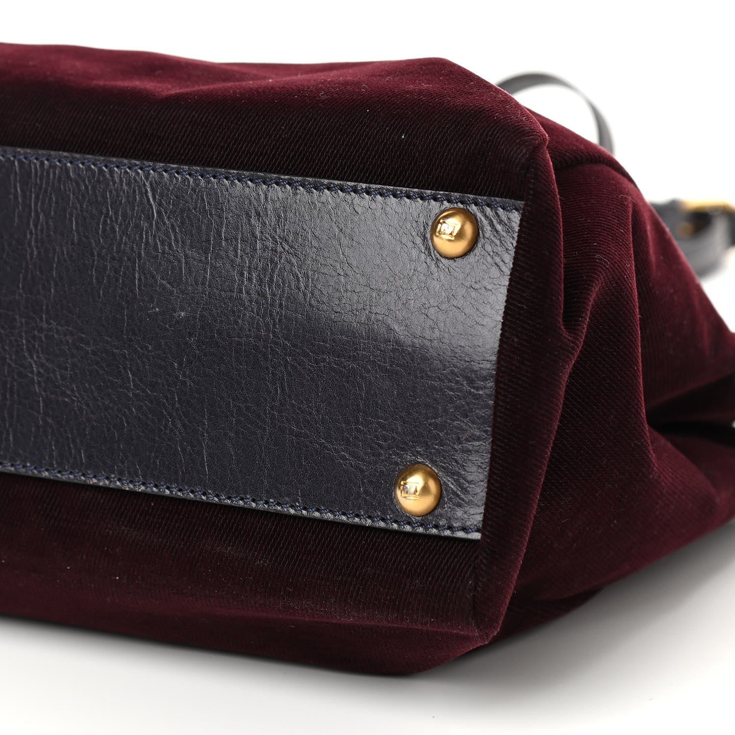 Fendi Denim Vitello Zucca Medium Peekaboo Iconic Satchel Vinaccia Blue Navy 11 of 12